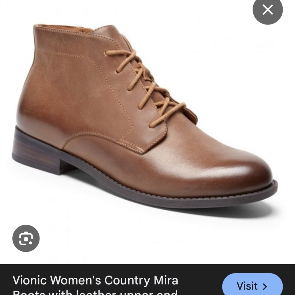 Vionic Tan Leather Lace-Up Boots